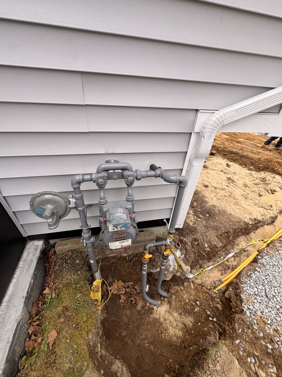 Gas meter piping work